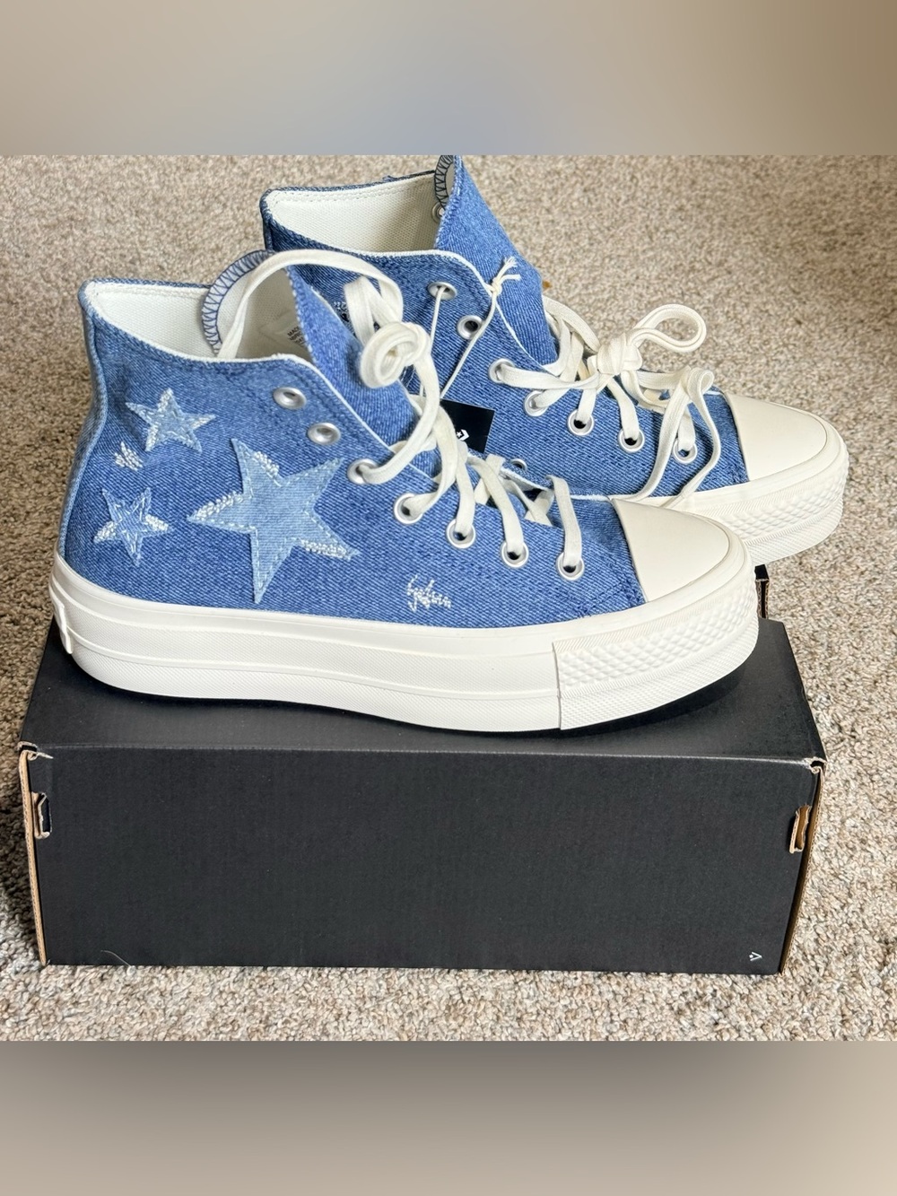 New women’s CONVERSE Chuck Taylor All Star High Top Denim Platform shoes Sz 6.5